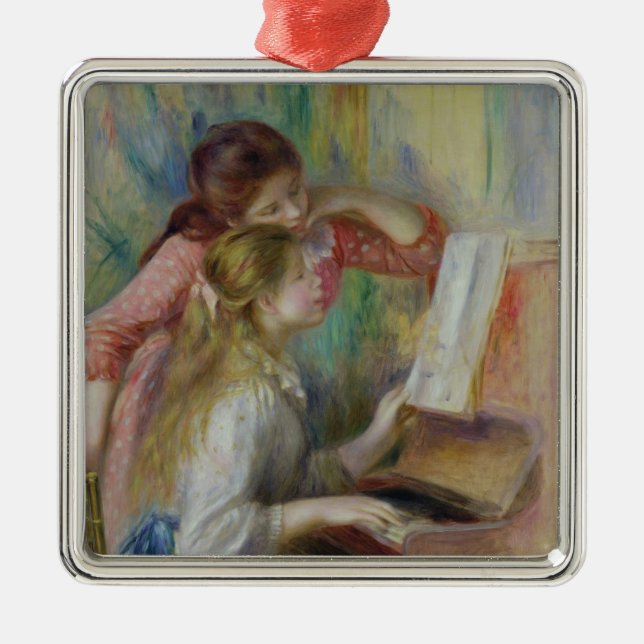 Pierre A Renoir | Young Girls at the Piano Metal Ornament (Front)