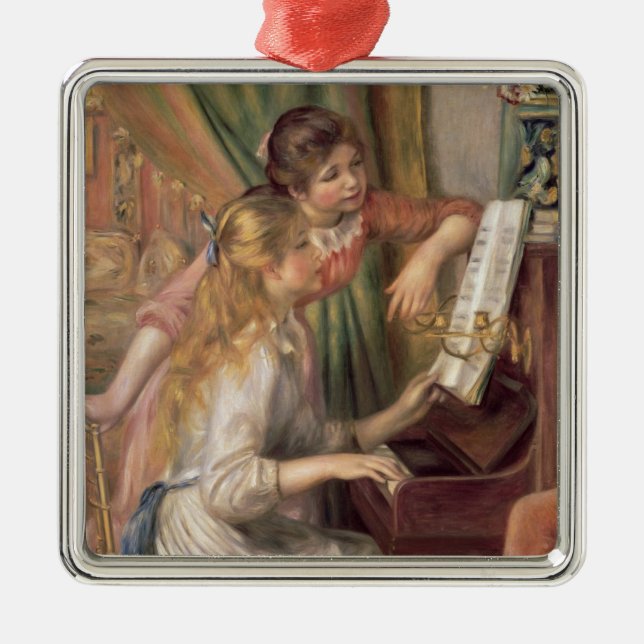 Pierre A Renoir | Young Girls at the Piano Metal Ornament (Front)
