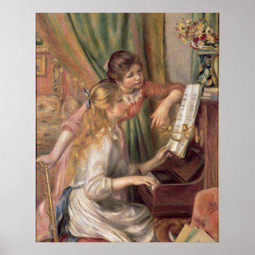 Pierre A Renoir  Young Girls at the Piano Poster