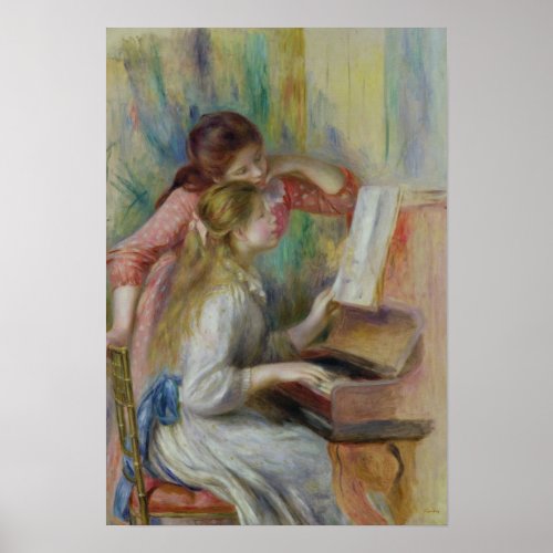 Pierre A Renoir  Young Girls at the Piano Poster