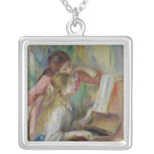Pierre A Renoir Young Girls at the Piano Silver Plated Necklace