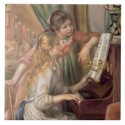 Pierre A Renoir  Young Girls at the Piano Tile