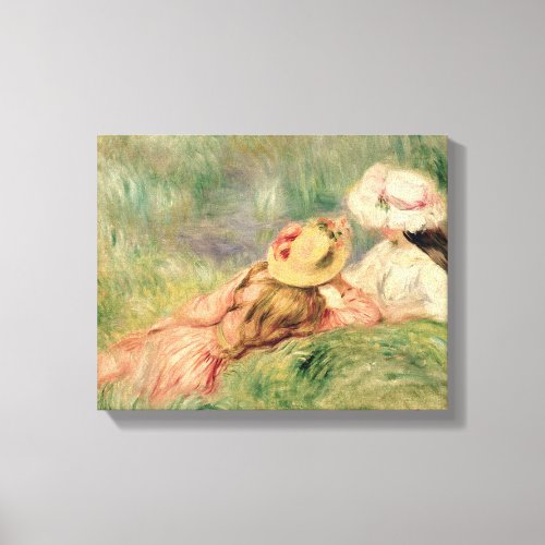 Pierre A Renoir  Young Girls on the River Bank Canvas Print