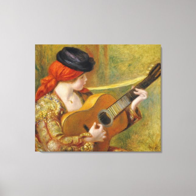 Pierre A Renoir | Young Spanish Woman w/ a Guitar Canvas Print (Front)