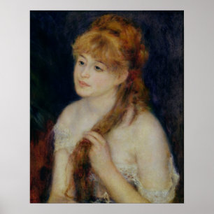 Pierre A Renoir Young Woman Braiding her Hair Poster