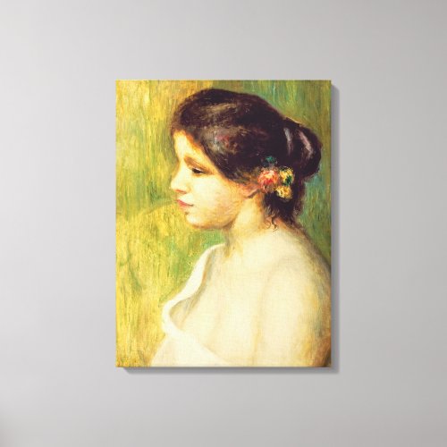 Pierre A Renoir  Young Woman with Flowers at Ear Canvas Print