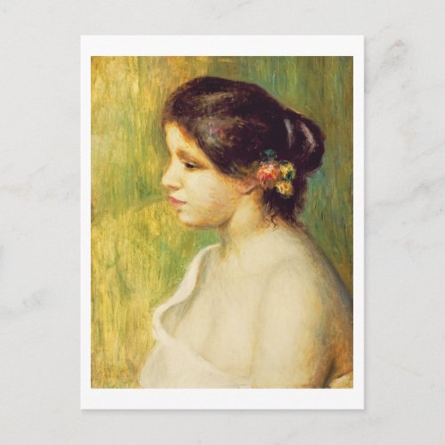 Pierre A Renoir  Young Woman with Flowers at Ear Postcard