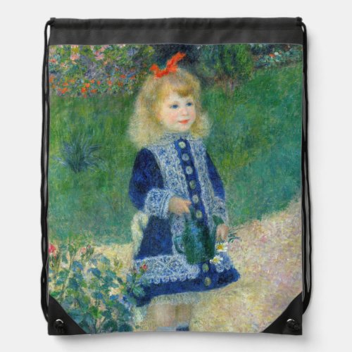 Pierre_Auguste Renoir _ A Girl with a Watering Can Drawstring Bag