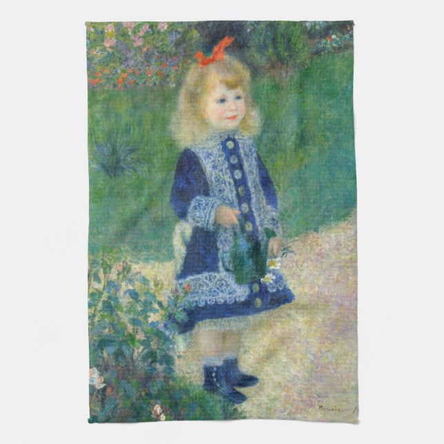 Pierre-Auguste Renoir - A Girl with a Watering Can Kitchen Towel (Vertical)