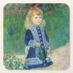 Pierre-Auguste Renoir - A Girl with a Watering Can Square Paper Coaster