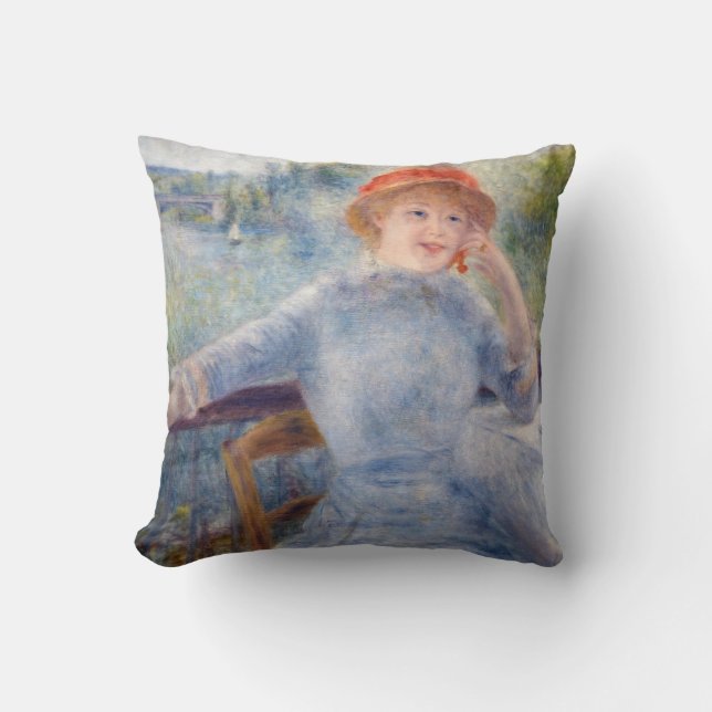 Pierre Auguste Renoir - Alphonsine Fournaise Throw Pillow (Front)