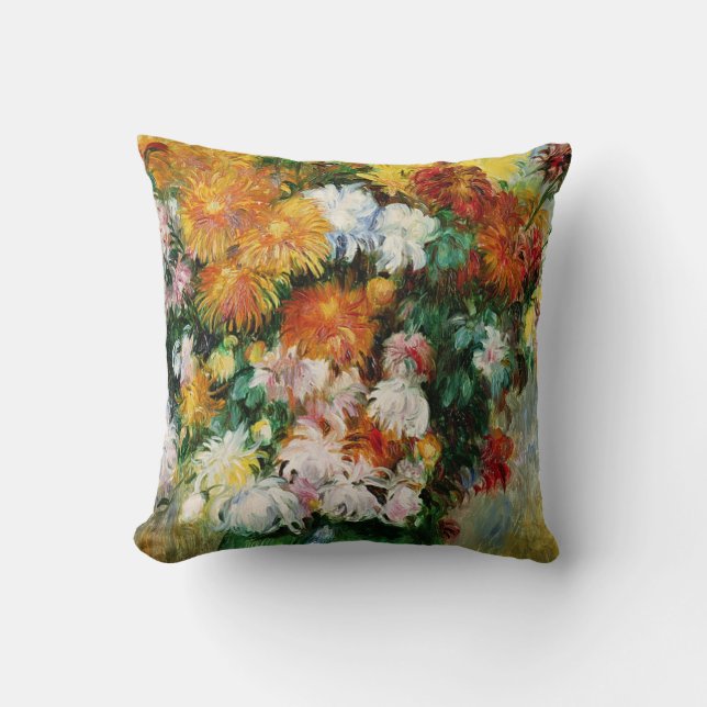 Pierre - Auguste Renoir - Bouquet Of Chrysanthemum Throw Pillow (Front)