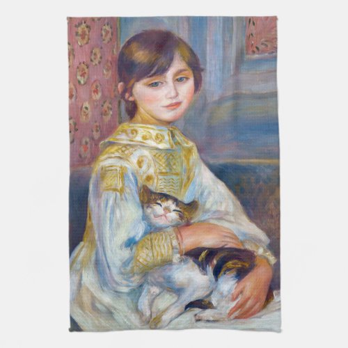 Pierre_Auguste Renoir _ Child with Cat Kitchen Towel