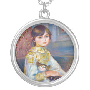 Pierre-Auguste Renoir - Child with Cat Silver Plated Necklace