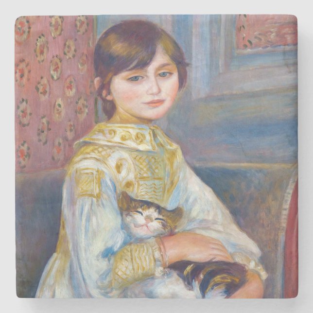 Pierre-Auguste Renoir - Child with Cat Stone Coaster (Front)