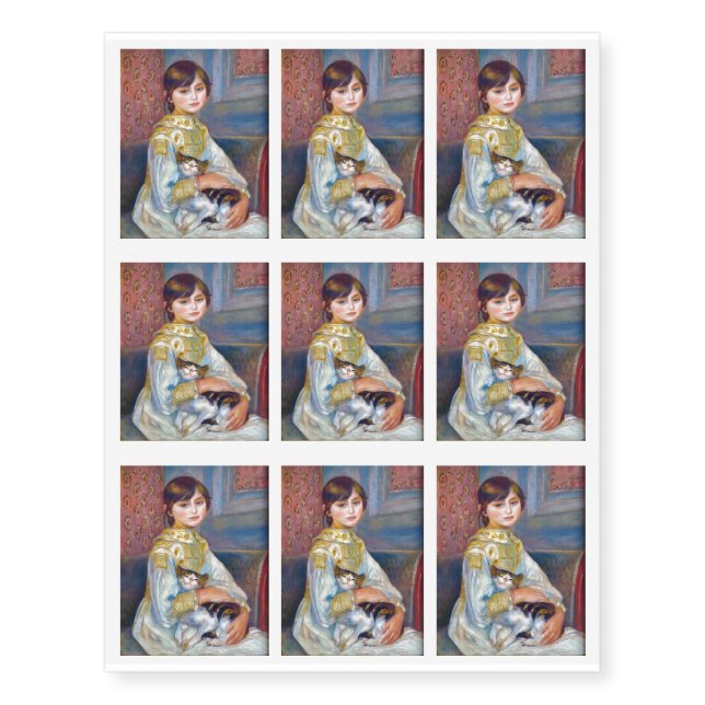 Pierre-Auguste Renoir - Child with Cat Temporary Tattoos (Front)