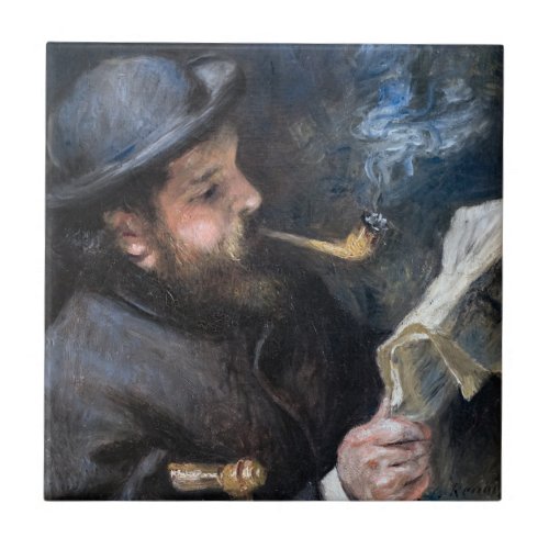 Pierre_Auguste Renoir _ Claude Monet Reading Ceramic Tile