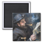Pierre-Auguste Renoir - Claude Monet Reading Magnet