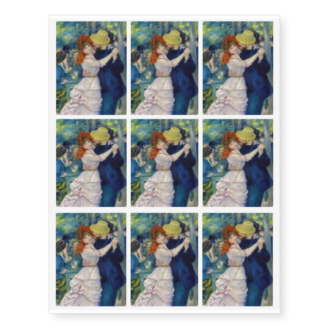 Pierre-Auguste Renoir - Dance at Bougival Temporary Tattoos (Front)