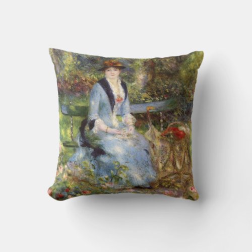 Pierre_Auguste Renoir _ Dans les Roses  Throw Pillow