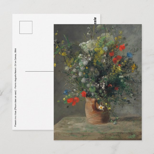 Pierre-Auguste Renoir - Flowers in a Vase 1866 Postcard (Front/Back)