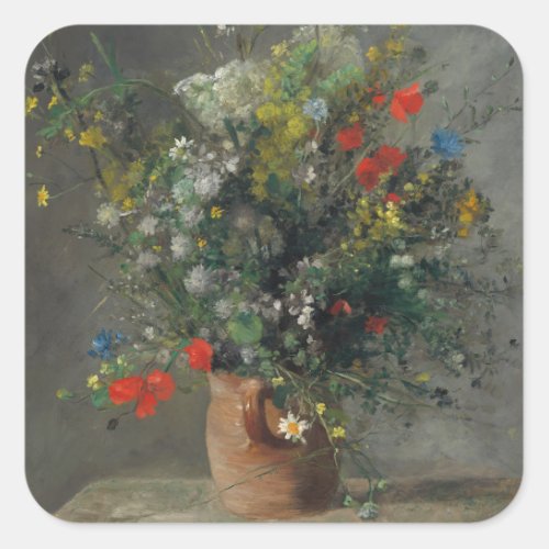 Pierre_Auguste Renoir _ Flowers in a Vase 1866 Square Sticker