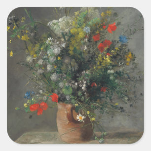 Pierre-Auguste Renoir - Flowers in a Vase 1866 Square Sticker