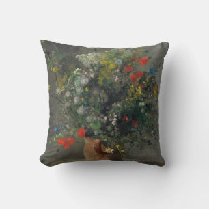 Pierre-Auguste Renoir - Flowers in a Vase 1866 Throw Pillow