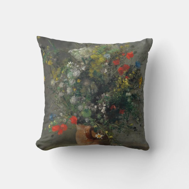 Pierre-Auguste Renoir - Flowers in a Vase 1866 Throw Pillow (Front)