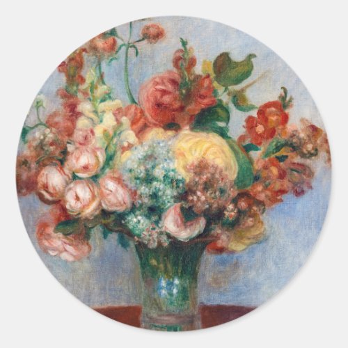 Pierre_Auguste Renoir _ Flowers in a Vase Classic Round Sticker