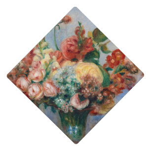 Pierre-Auguste Renoir - Flowers in a Vase Graduation Cap Topper