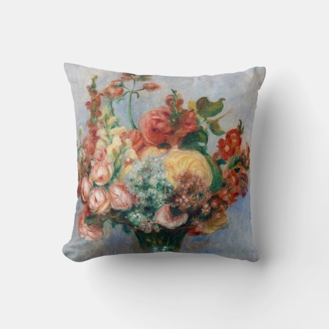 Pierre-Auguste Renoir - Flowers in a Vase Throw Pillow (Front)