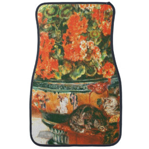 Pierre-Auguste Renoir Geraniums And Cats Car Floor Mat