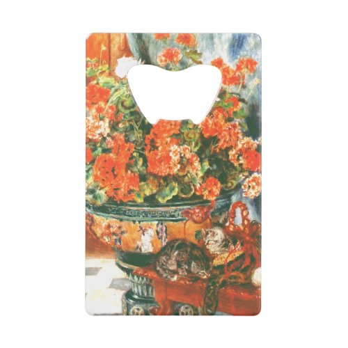 Pierre_Auguste Renoir Geraniums And Cats    Credit Card Bottle Opener