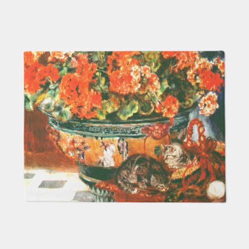Pierre_Auguste Renoir Geraniums And Cats  Doormat
