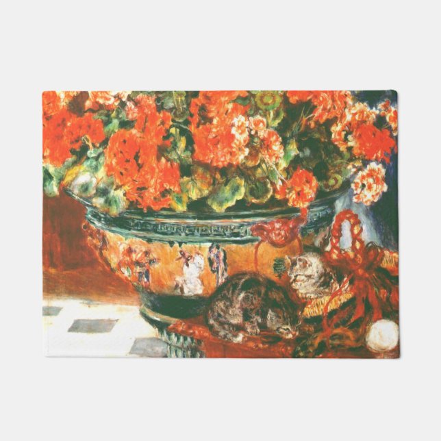 Pierre-Auguste Renoir Geraniums And Cats  Doormat (Front)