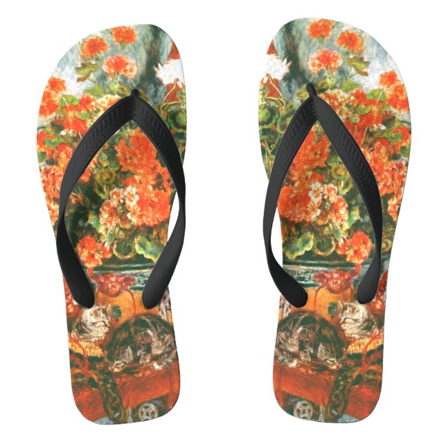 Pierre-Auguste Renoir Geraniums And Cats     Flip Flops (Footbed)