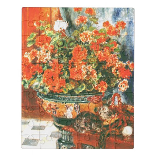 Pierre_Auguste Renoir Geraniums And Cats  Jigsaw Puzzle