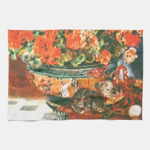 Pierre_Auguste Renoir Geraniums And Cats    Kitchen Towel