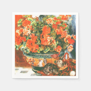 Pierre-Auguste Renoir Geraniums And Cats Napkins