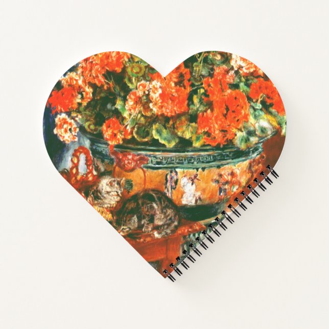 Pierre-Auguste Renoir Geraniums And Cats     Notebook (Back)