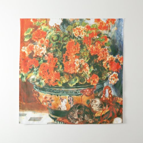 Pierre_Auguste Renoir Geraniums And Cats   Tapestry