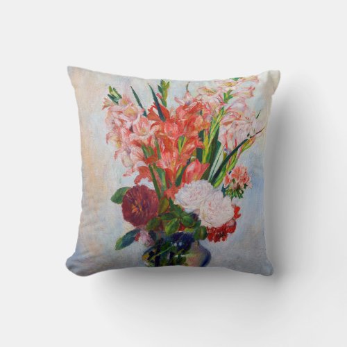 Pierre_Auguste Renoir _ Gladioli Throw Pillow