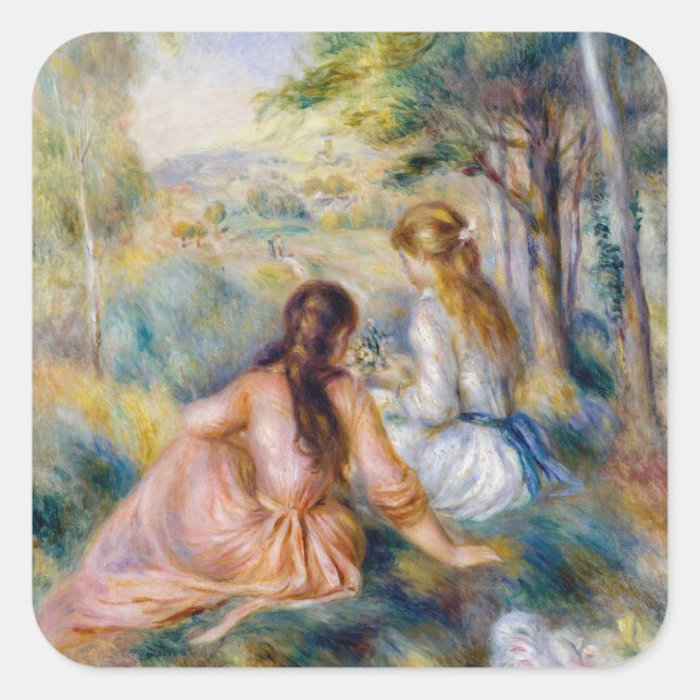Pierre-Auguste Renoir - In the Meadow Square Sticker (Front)