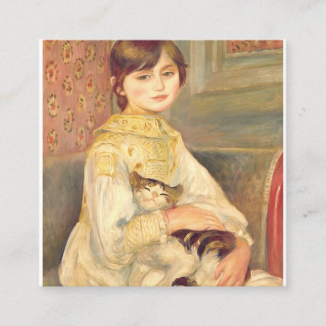 Pierre Auguste Renoir - Julie Manet With Cat Square Business Card (Front)