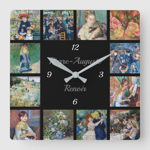 Pierre_Auguste Renoir _ Masterpieces Collage Square Wall Clock