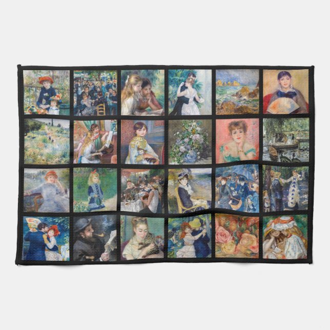 Pierre-Auguste Renoir - Masterpieces Grid Collage Kitchen Towel (Horizontal)
