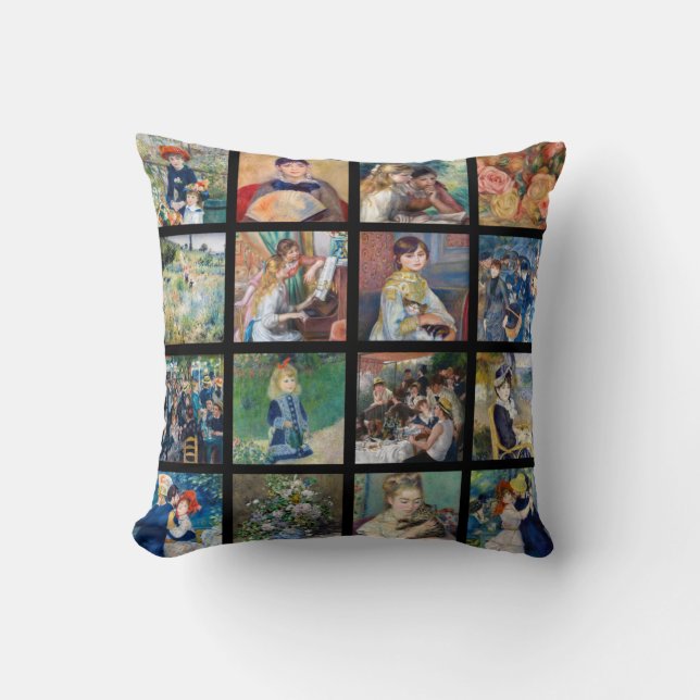 Pierre-Auguste Renoir - Masterpieces Grid Collage Throw Pillow (Front)