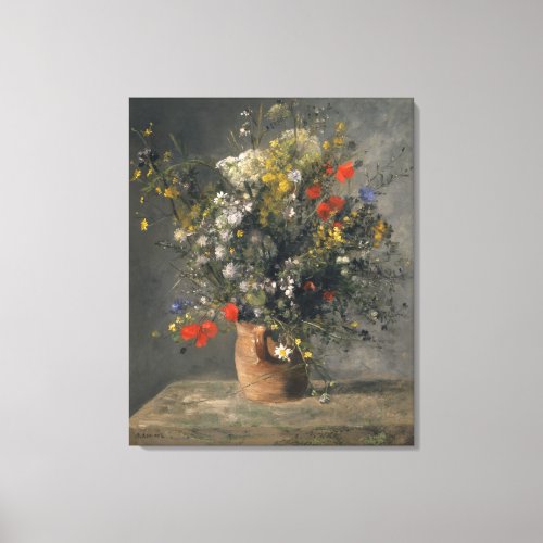 Pierre Auguste Renoir Painting Flowers In A Vase Canvas Print