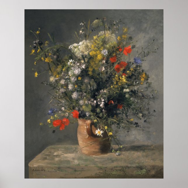 Pierre Auguste Renoir Painting, Flowers In A Vase Poster (Front)
